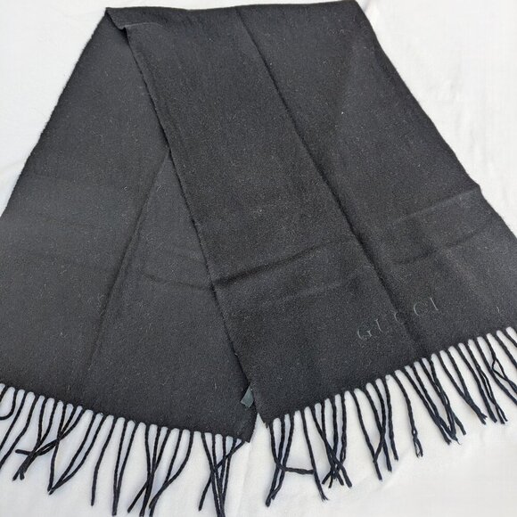 Gucci Authentic Scarf Black 100% Cashmere Unisex Scarf Made in Italy. - Picture 2 of 8